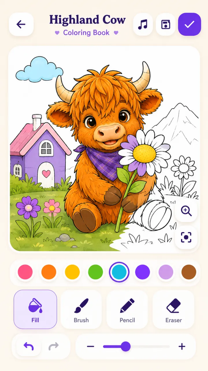 Highland Cow Coloring Book screenshot 2