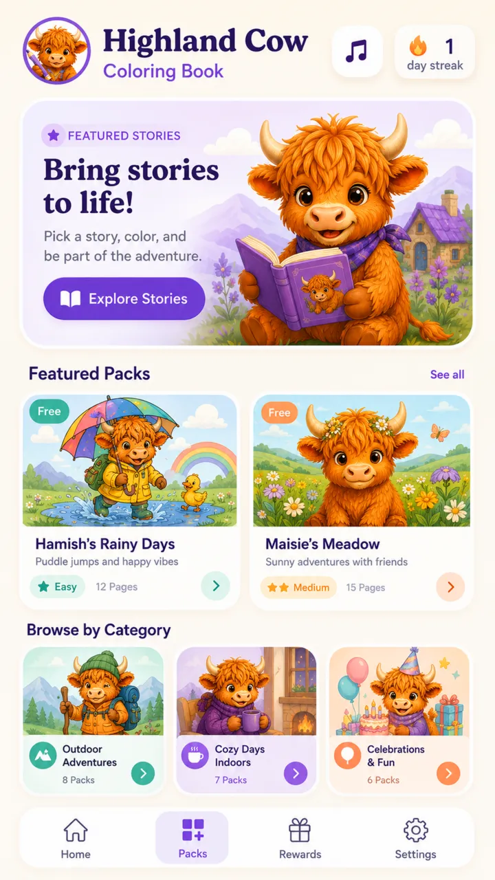 Highland Cow Coloring Book gameplay screenshot